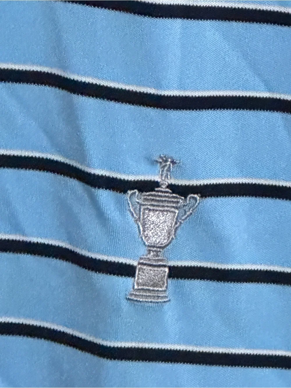 Ralph Lauren Light Blue 2021 US Open Polo with Navy Stripes